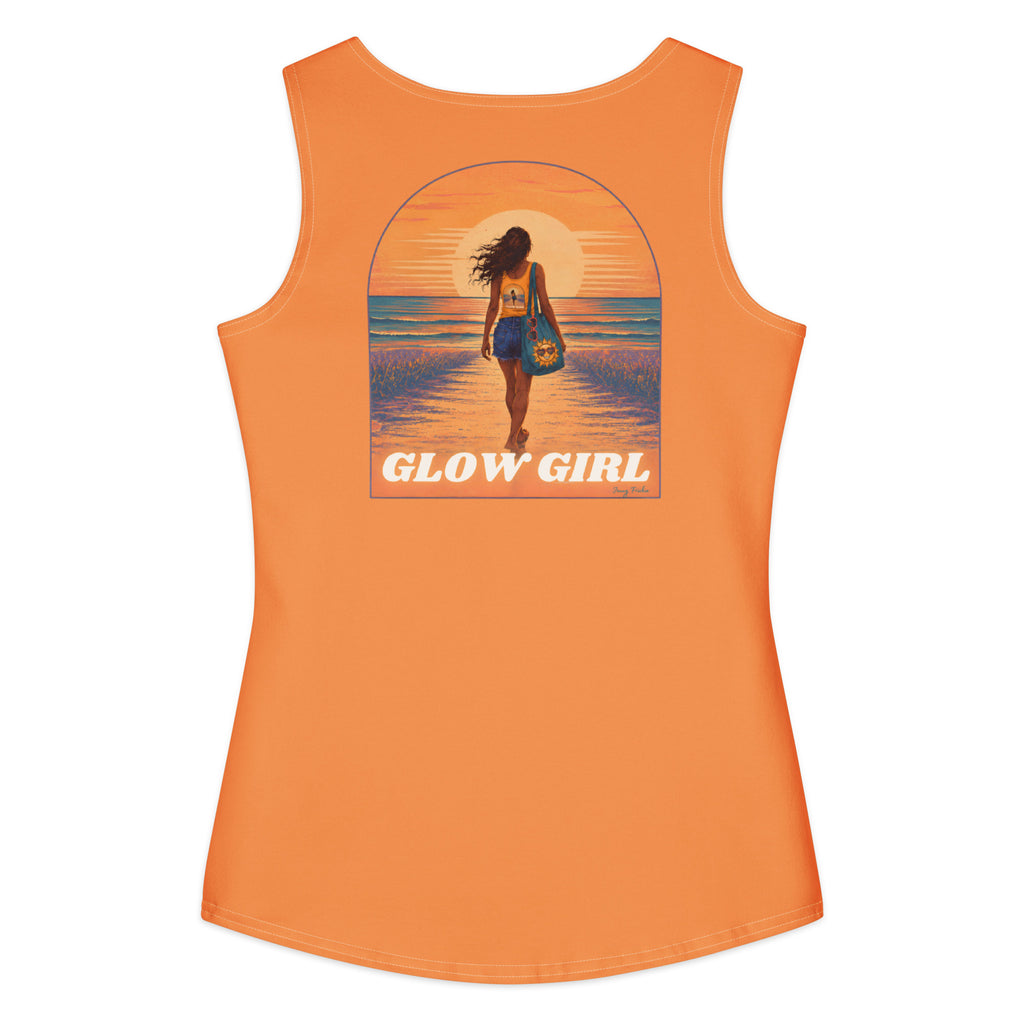 Back view of white Glow Girl women’s cotton tank top