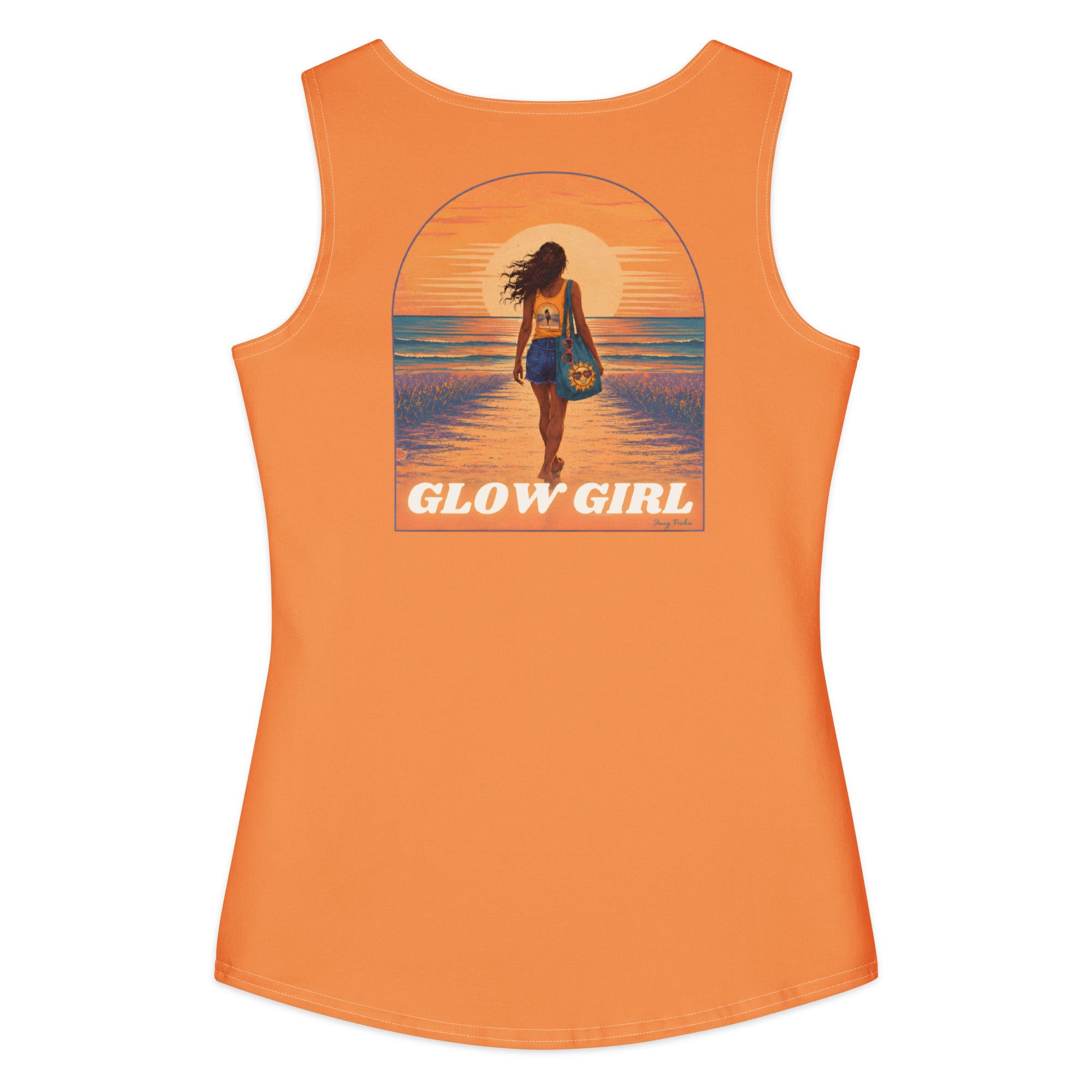 Back view of white Glow Girl women’s cotton tank top