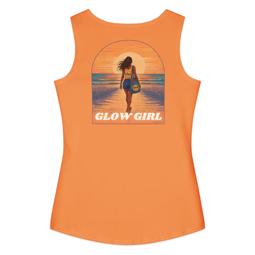 Back view of white Glow Girl women’s cotton tank top