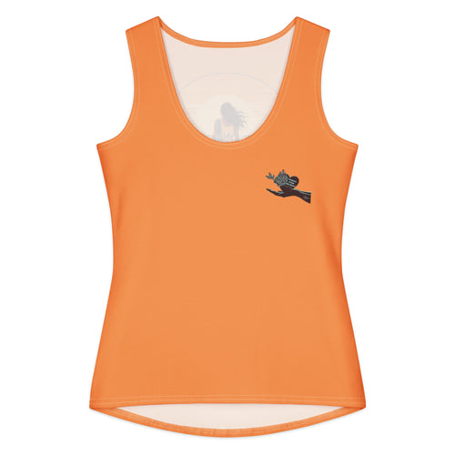 Front view of white Glow Girl women’s cotton tank top